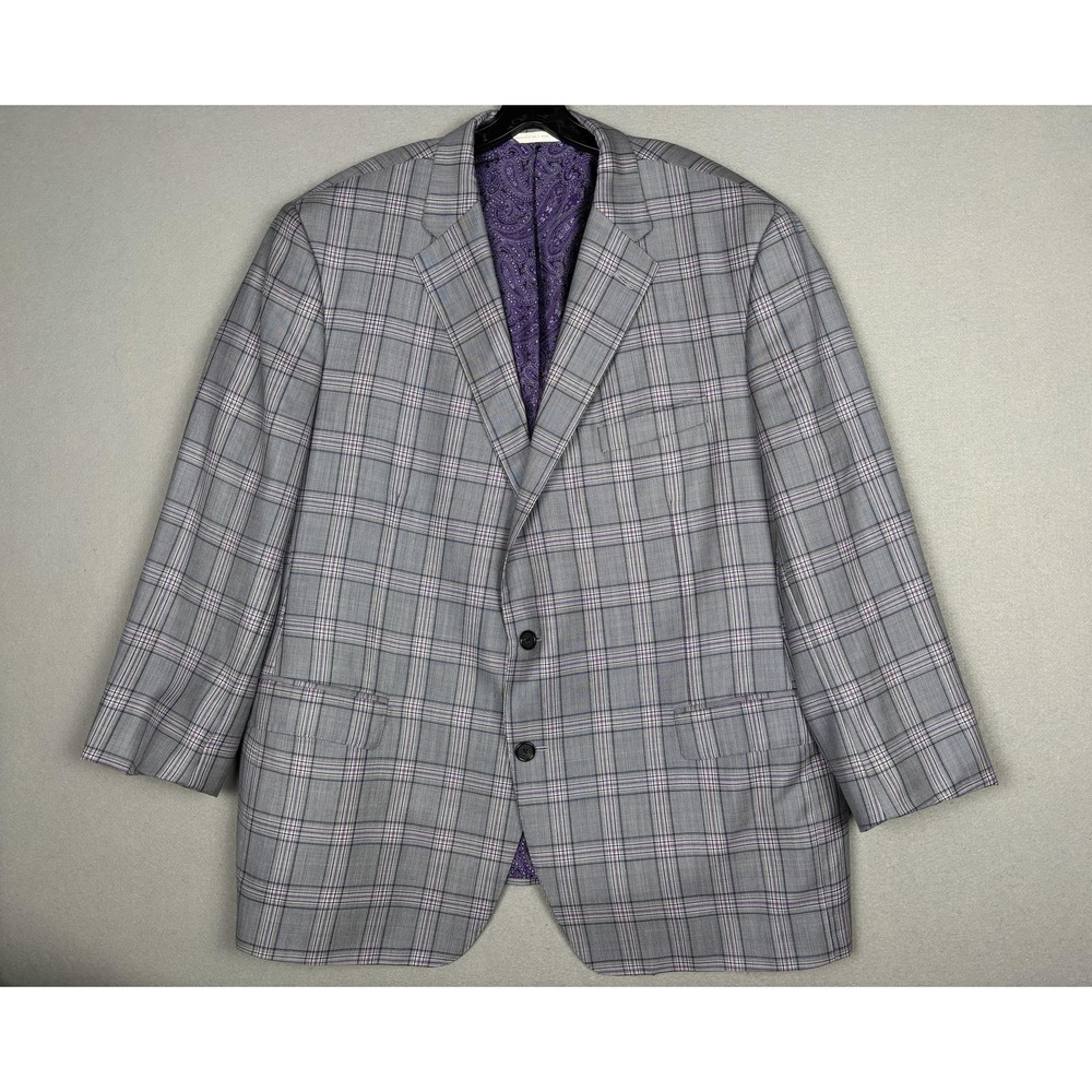 Samuelsohn Blazer Mens 50 Gray Purple Plaid Wool Dormeuil Sport Coat Canada